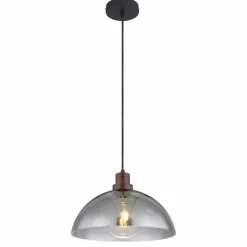 Suspension Verre Fumé-Luminaires Globo Lighting Suspension Globo SALSA Bois foncé, Noir, 1 lumière