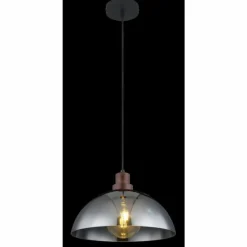 Suspension Verre Fumé-Luminaires Globo Lighting Suspension Globo SALSA Bois foncé, Noir, 1 lumière