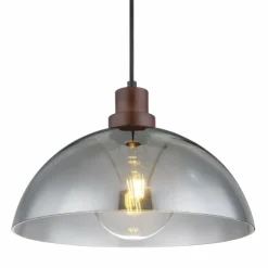 Suspension Verre Fumé-Luminaires Globo Lighting Suspension Globo SALSA Bois foncé, Noir, 1 lumière