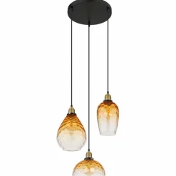 Luminaires Globo Lighting Suspension Globo SALVY Noir, 3 lumières