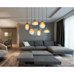 Luminaires Globo Lighting Suspension Globo SALVY Noir, 6 lumières