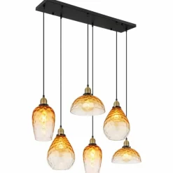 Luminaires Globo Lighting Suspension Globo SALVY Noir, 6 lumières