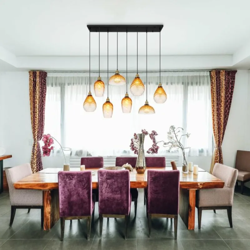 Luminaires Globo Lighting Suspension Globo SALVY Noir, 8 lumières