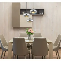 Suspension Verre Fumé-Luminaires Globo Lighting Suspension Globo SELLY Noir, 3 lumières