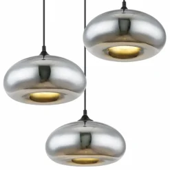 Suspension Verre Fumé-Luminaires Globo Lighting Suspension Globo SELLY Noir, 3 lumières