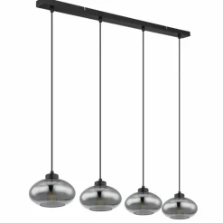 Suspension Verre Fumé-Luminaires Globo Lighting Suspension Globo SHAUN Noir, 4 lumières