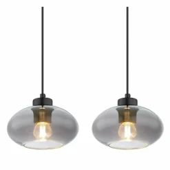 Suspension Verre Fumé-Luminaires Globo Lighting Suspension Globo SHAUN Noir, 4 lumières