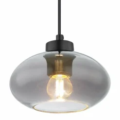 Suspension Verre Fumé-Luminaires Globo Lighting Suspension Globo SHAUN Noir, 1 lumière