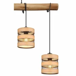 Lampes En Bois-Luminaires Globo Lighting Suspension Globo SOENI Écru, Noir, 4 lumières