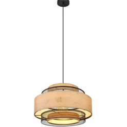 Lampes En Bois-Luminaires Globo Lighting Suspension Globo SOENI Noir, 1 lumière