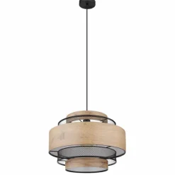 Lampes En Bois-Luminaires Globo Lighting Suspension Globo SOENI Noir, 1 lumière