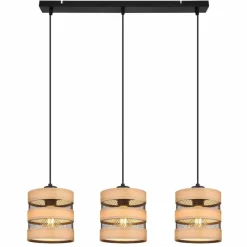 Lampes En Bois-Luminaires Globo Lighting Suspension Globo SOENI Noir, 3 lumières