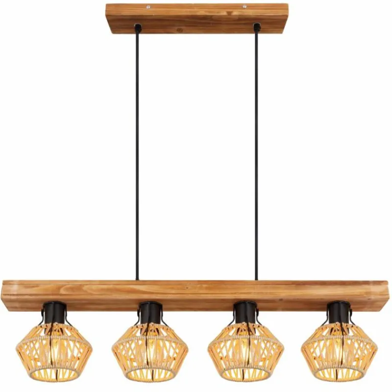 Style Boho-Chic-Luminaires Globo Lighting Suspension Globo STRAHLER Noir, 4 lumières