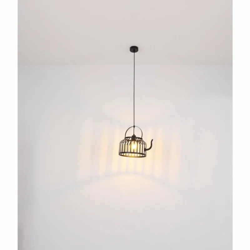 Lampes Industrielles-Luminaires Globo Lighting Suspension Globo SUSANNA Noir, 1 lumière