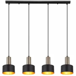 Lampes En Tissu-Luminaires Globo Lighting Suspension Globo SWINNI LED Laiton, Noir, 4 lumières
