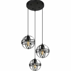 Luminaires Globo Lighting Suspension Globo TAMARA Noir, 3 lumières* Suspensions