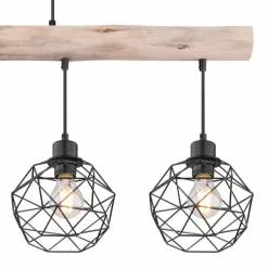 Luminaires Scandinaves-Luminaires Globo Lighting Suspension Globo THEODOR Bois clair, Noir, 4 lumières