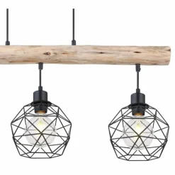 Luminaires Scandinaves-Luminaires Globo Lighting Suspension Globo THEODOR Bois clair, Noir, 3 lumières