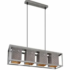 Lampes En Tissu-Luminaires Globo Lighting Suspension Globo THOMAS Argent Oxydé, 4 lumières