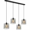 Lampes Industrielles-Luminaires Globo Lighting Suspension Globo TILLY Noir, 4 lumières