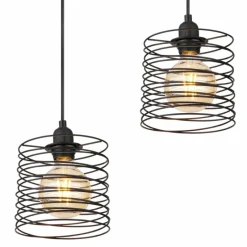 Lampes Industrielles-Luminaires Globo Lighting Suspension Globo TILLY Noir, 4 lumières