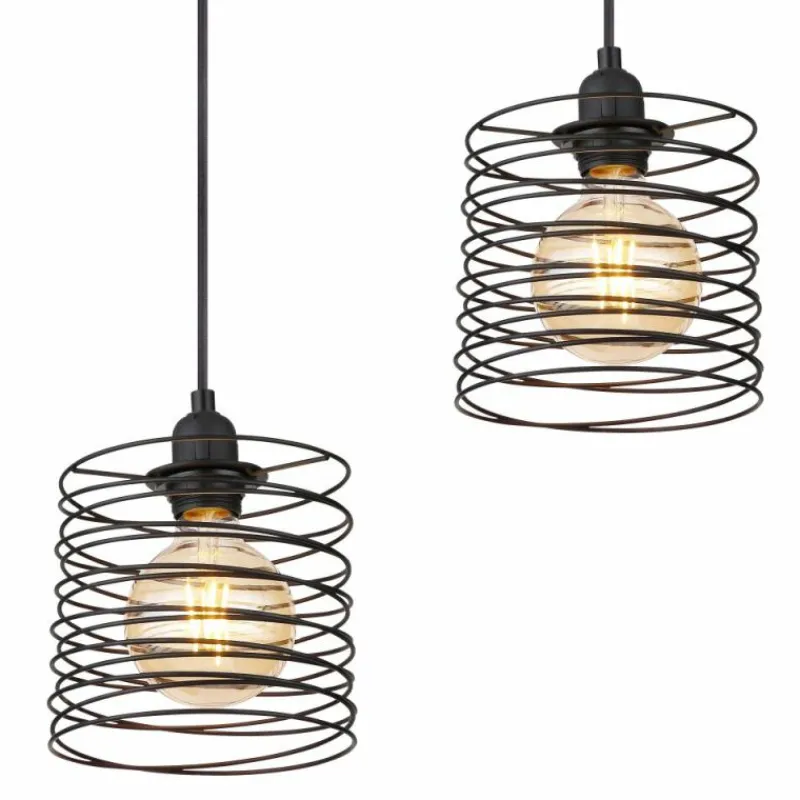 Lampes Industrielles-Luminaires Globo Lighting Suspension Globo TILLY Noir, 4 lumières