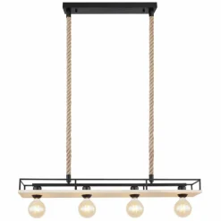 Lampes Vintages & Rétros-Luminaires Globo Lighting Suspension Globo TRIXI Brun, Bois clair, Noir, 4 lumières