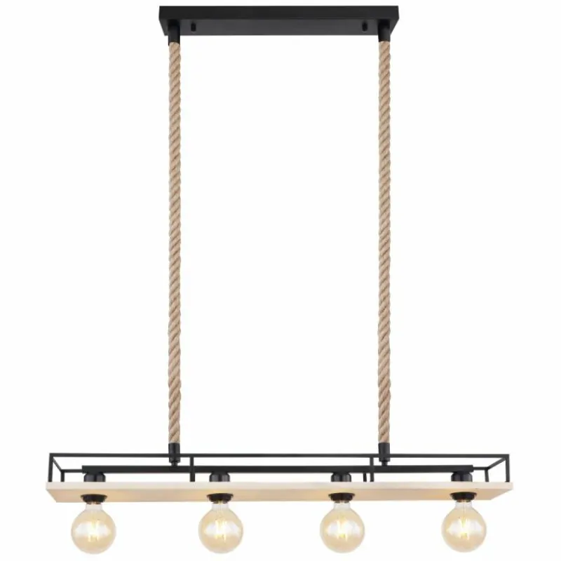 Lampes Vintages & Rétros-Luminaires Globo Lighting Suspension Globo TRIXI Brun, Bois clair, Noir, 4 lumières