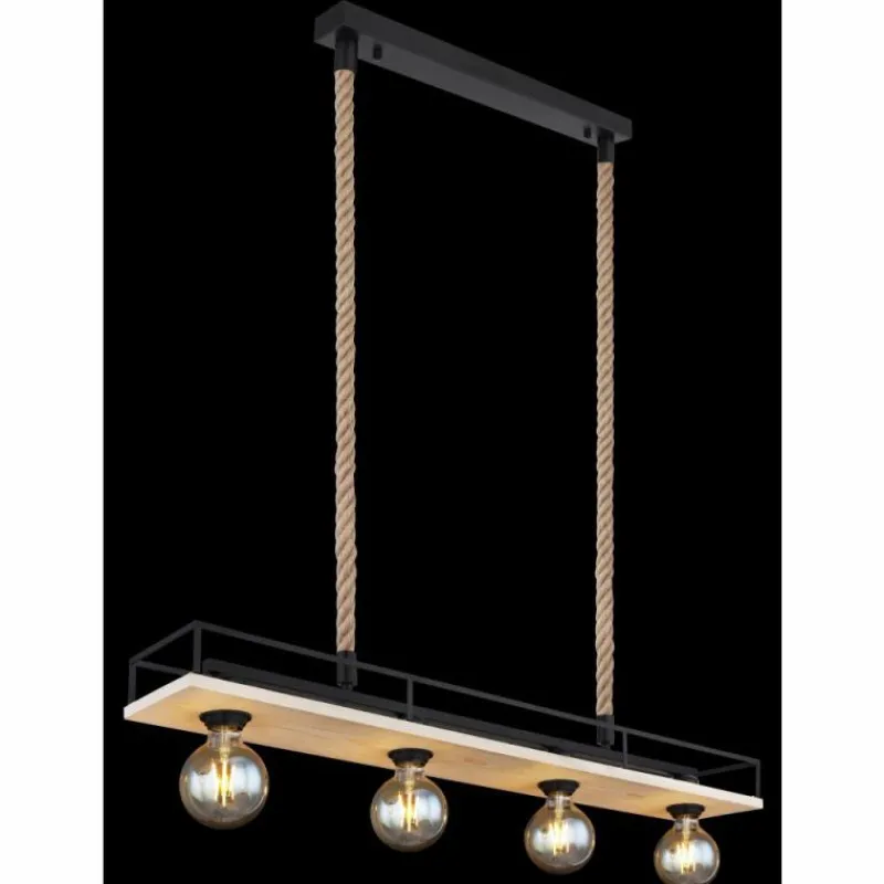 Lampes Vintages & Rétros-Luminaires Globo Lighting Suspension Globo TRIXI Brun, Bois clair, Noir, 4 lumières
