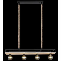 Lampes Vintages & Rétros-Luminaires Globo Lighting Suspension Globo TRIXI Brun, Bois clair, Noir, 4 lumières