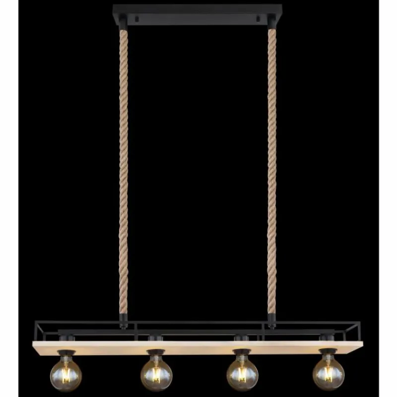 Lampes Vintages & Rétros-Luminaires Globo Lighting Suspension Globo TRIXI Brun, Bois clair, Noir, 4 lumières