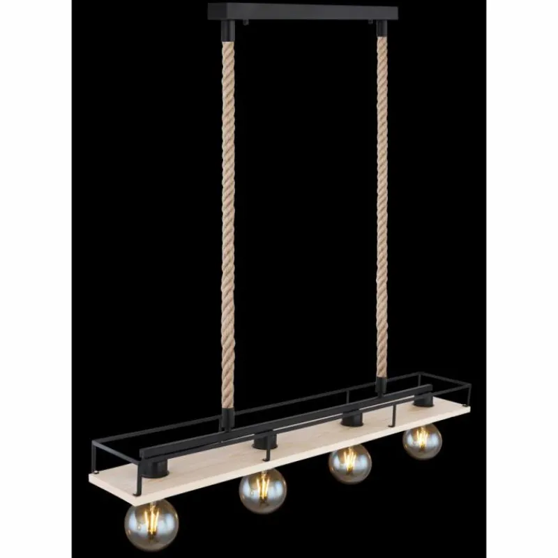 Lampes Vintages & Rétros-Luminaires Globo Lighting Suspension Globo TRIXI Brun, Bois clair, Noir, 4 lumières