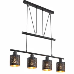 Luminaires Orientaux-Luminaires Globo Lighting Suspension Globo TUNNO Noir, 4 lumières