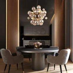 Suspension Verre Fumé-Luminaires Globo Lighting Suspension Globo UDO Noir, 6 lumières