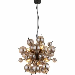 Suspension Verre Fumé-Luminaires Globo Lighting Suspension Globo UDO Noir, 6 lumières