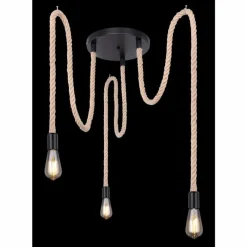 Luminaires Scandinaves-Luminaires Globo Lighting Suspension Globo ULLEU Brun, Noir, 3 lumières