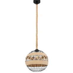 Style Boho-Chic-Luminaires Globo Lighting Suspension Globo ULLEU Brun, Noir, 1 lumière