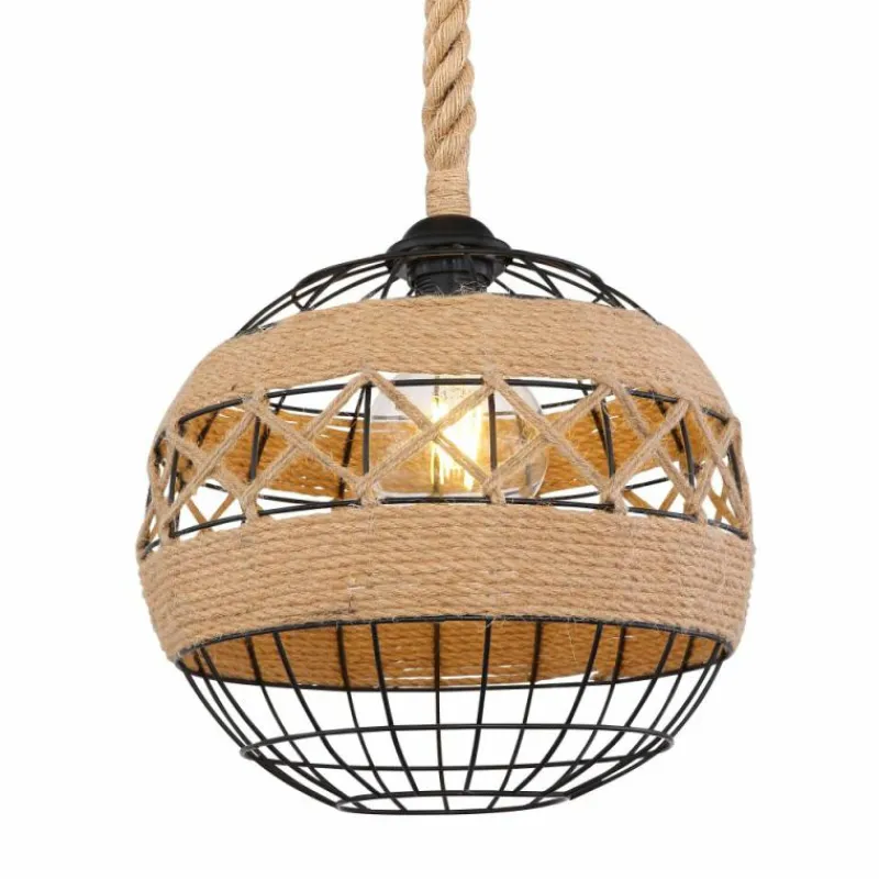 Style Boho-Chic-Luminaires Globo Lighting Suspension Globo ULLEU Brun, Noir, 1 lumière