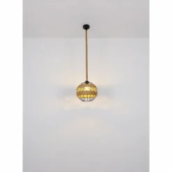 Style Boho-Chic-Luminaires Globo Lighting Suspension Globo ULLEU Brun, Noir, 1 lumière