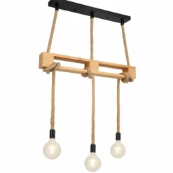 Style Boho-Chic-Luminaires Globo Lighting Suspension Globo ULLEU Brun, Noir, 3 lumières