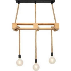 Style Boho-Chic-Luminaires Globo Lighting Suspension Globo ULLEU Brun, Noir, 3 lumières