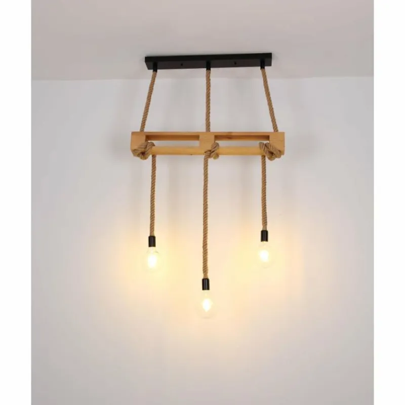 Style Boho-Chic-Luminaires Globo Lighting Suspension Globo ULLEU Brun, Noir, 3 lumières