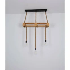 Style Boho-Chic-Luminaires Globo Lighting Suspension Globo ULLEU Brun, Noir, 3 lumières