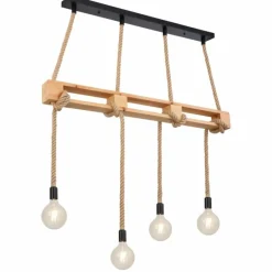 Style Boho-Chic-Luminaires Globo Lighting Suspension Globo ULLEU Brun, Noir, 4 lumières