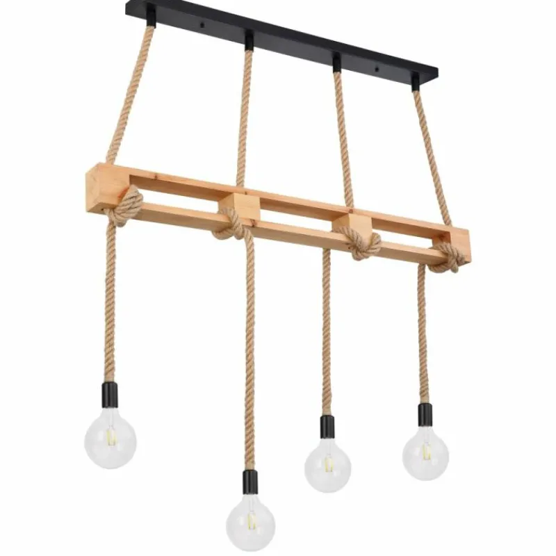 Style Boho-Chic-Luminaires Globo Lighting Suspension Globo ULLEU Brun, Noir, 4 lumières