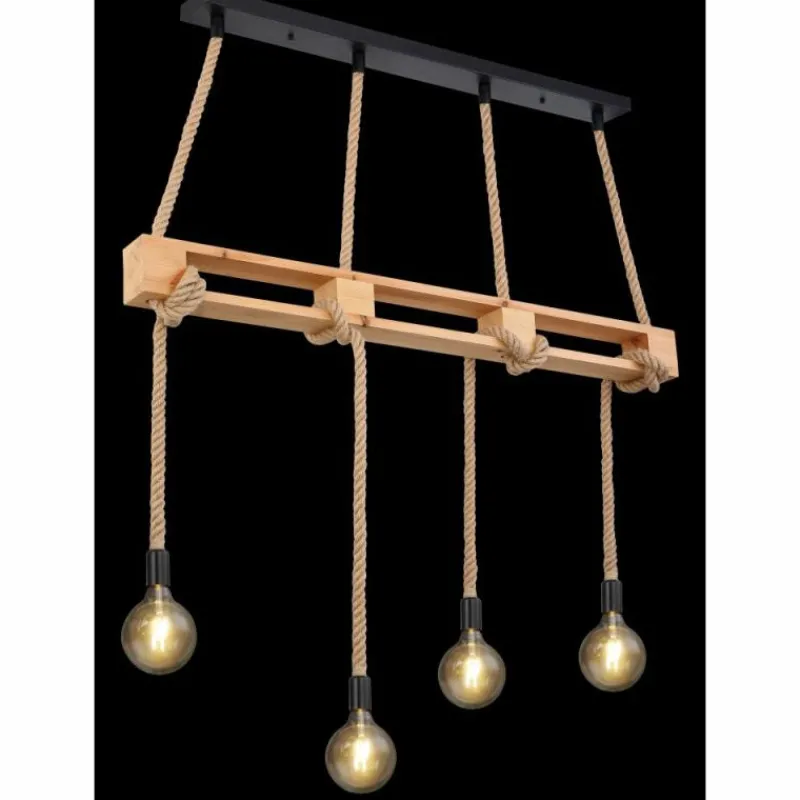 Style Boho-Chic-Luminaires Globo Lighting Suspension Globo ULLEU Brun, Noir, 4 lumières