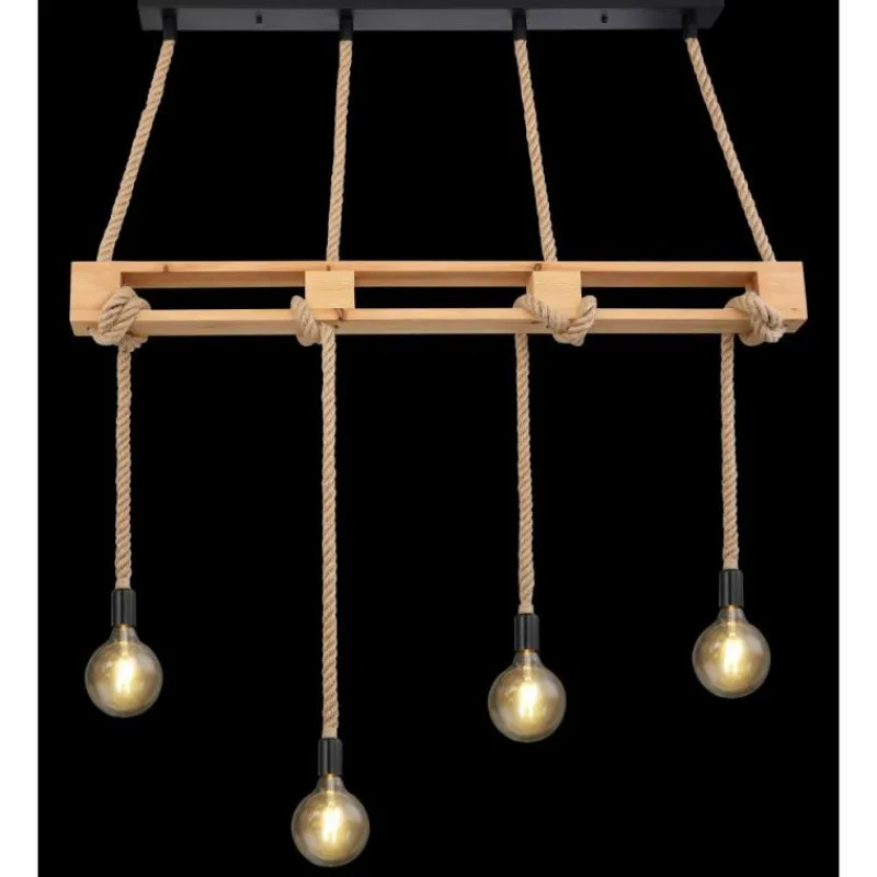 Style Boho-Chic-Luminaires Globo Lighting Suspension Globo ULLEU Brun, Noir, 4 lumières