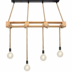 Style Boho-Chic-Luminaires Globo Lighting Suspension Globo ULLEU Brun, Noir, 4 lumières