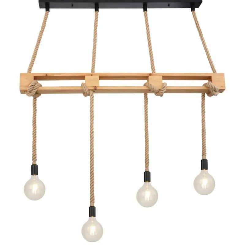 Style Boho-Chic-Luminaires Globo Lighting Suspension Globo ULLEU Brun, Noir, 4 lumières