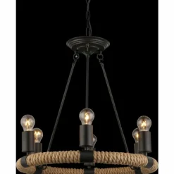 Lampes Vintages & Rétros-Luminaires Globo Lighting Suspension Globo ULLEU Noir, 6 lumières